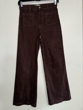 Le Jean Virginia High-Rise Wide-Leg Jeans in Dark Brown